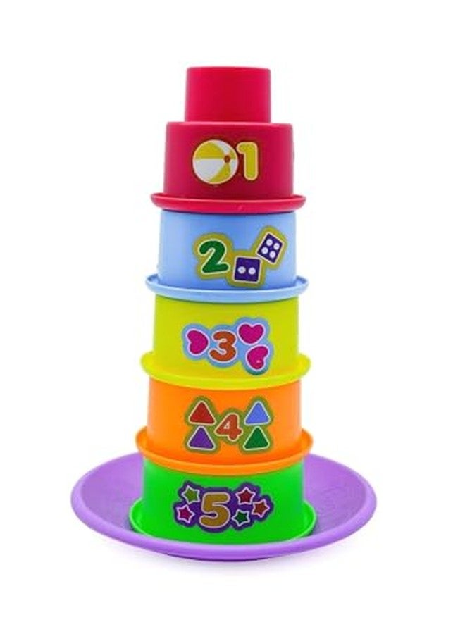 MAPA PLAY Giraffe N Friends Match N Stack 6 Colorful Cups for 3+ Age Kids Shape Sorter Building Blocks Game for Kids (Multicolor), Pack of 1 - Image 2